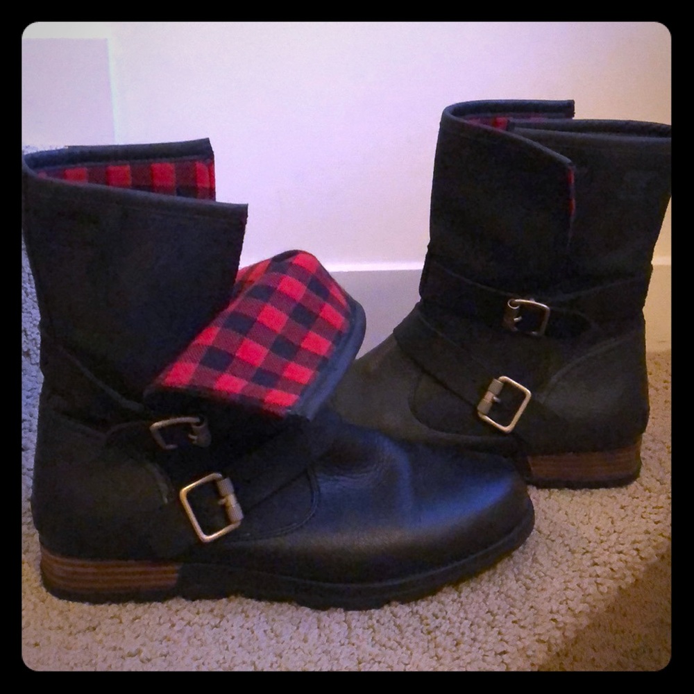 Sorel Buffalo Plaid Major Moto Boots